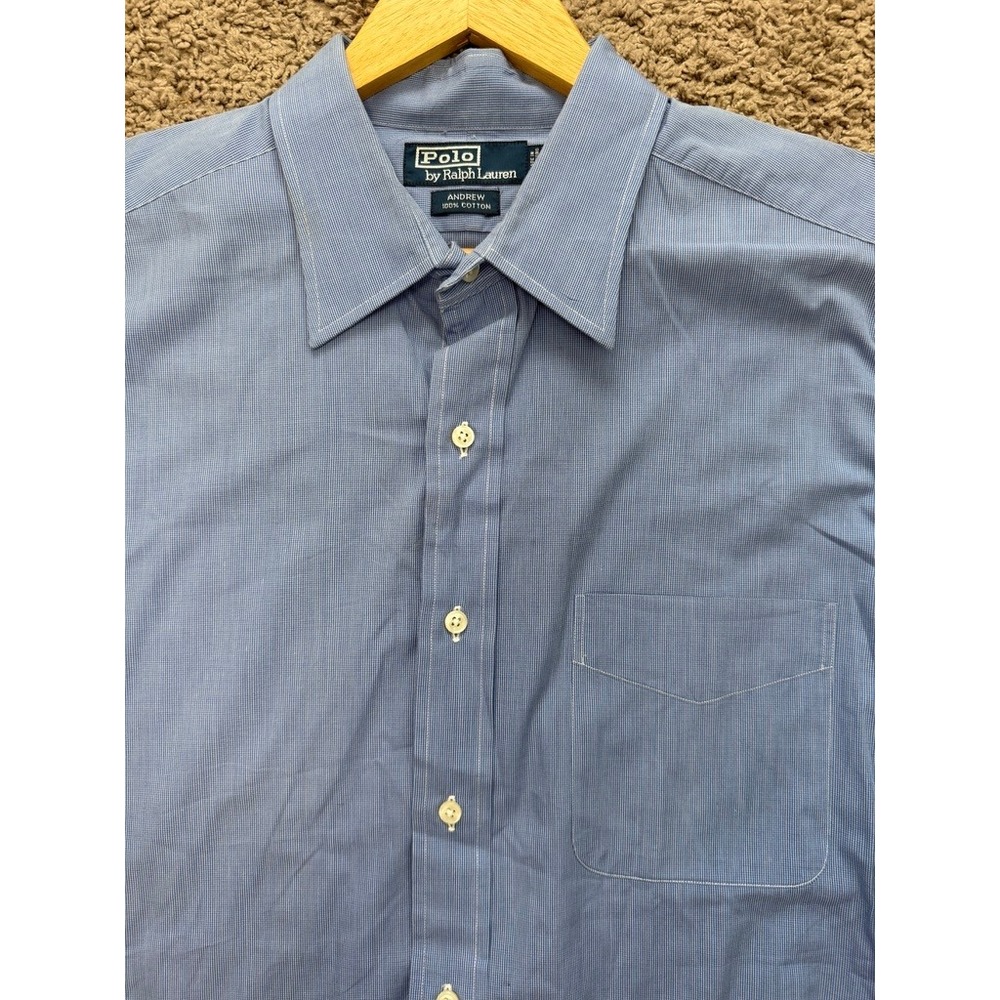 Polo Ralph Lauren Andrew Dress Shirt Striped Button Up Long Sleeve Mens 17 36/37